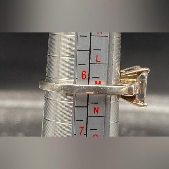 Sterling Silver 925 Radiant Cut Stone Engagement Ring Baguette Sides Size 6.25 - Picture 4 of 5